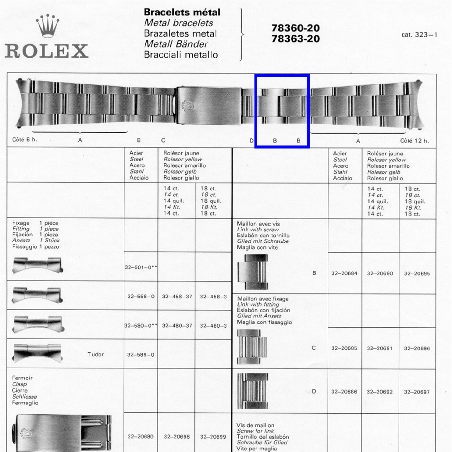 Rolex 78360 Link for 0yster Bracelet - Buddy's Watch Parts