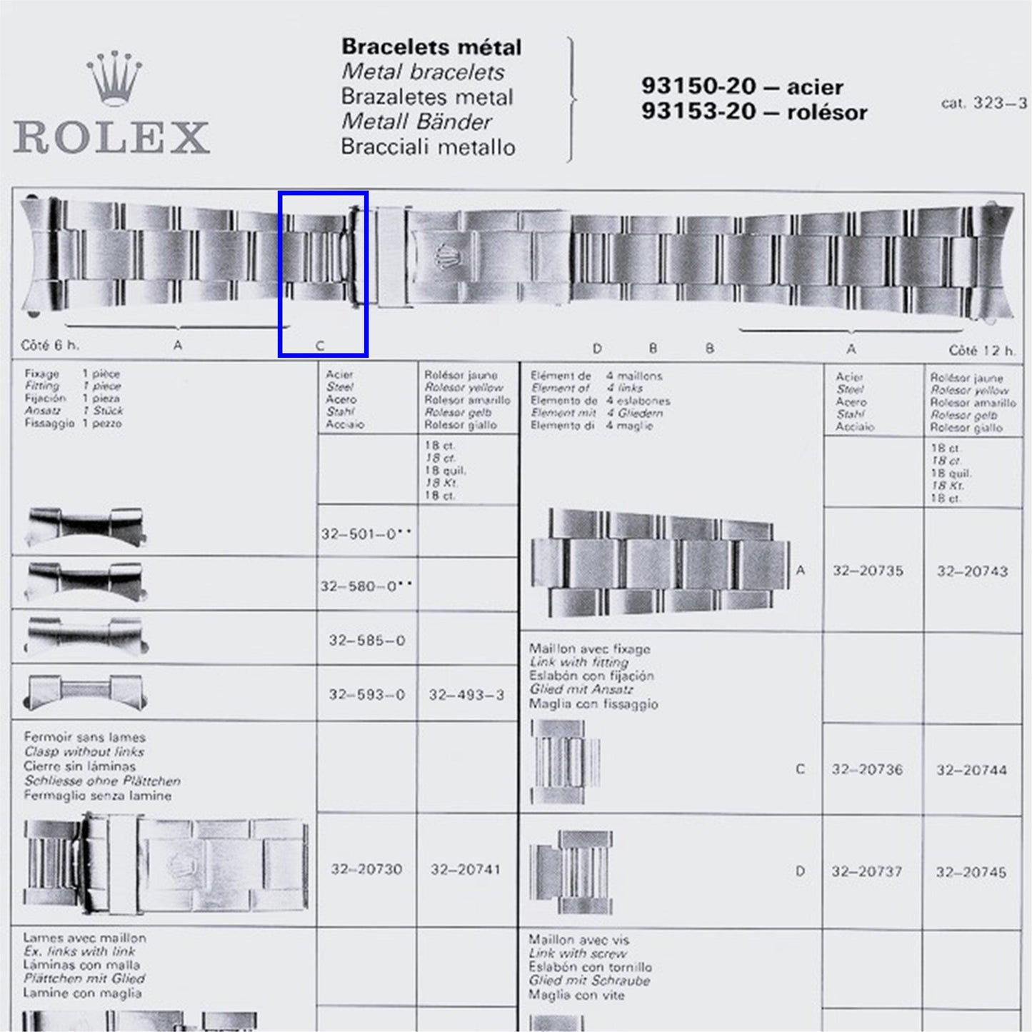 Rolex 93150 Connector Link for Oyster Bracelet - Buddy's Watch Parts